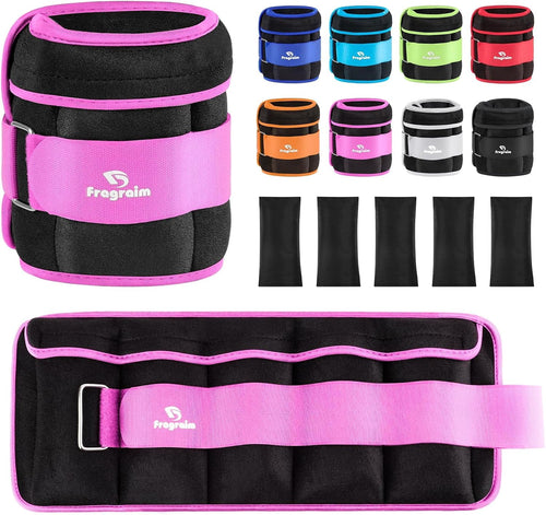 Fragraim Adjustable Ankle Weights 1-3/4/5/6/8/10/12/15/20 LBS Pair with Removable Weight for Jogging, Gymnastics, Aerobics, Physical Therapy - Color: Purple, Style: 5 lbs each( 10 lbs pair)