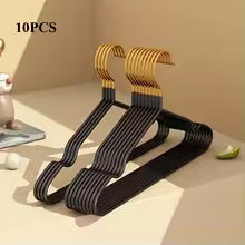 Premium Scandinavian-Style Non-Slip Gold and Black Hangers (Set of 10) Elevate Your Wardrobe with Functional Elegance